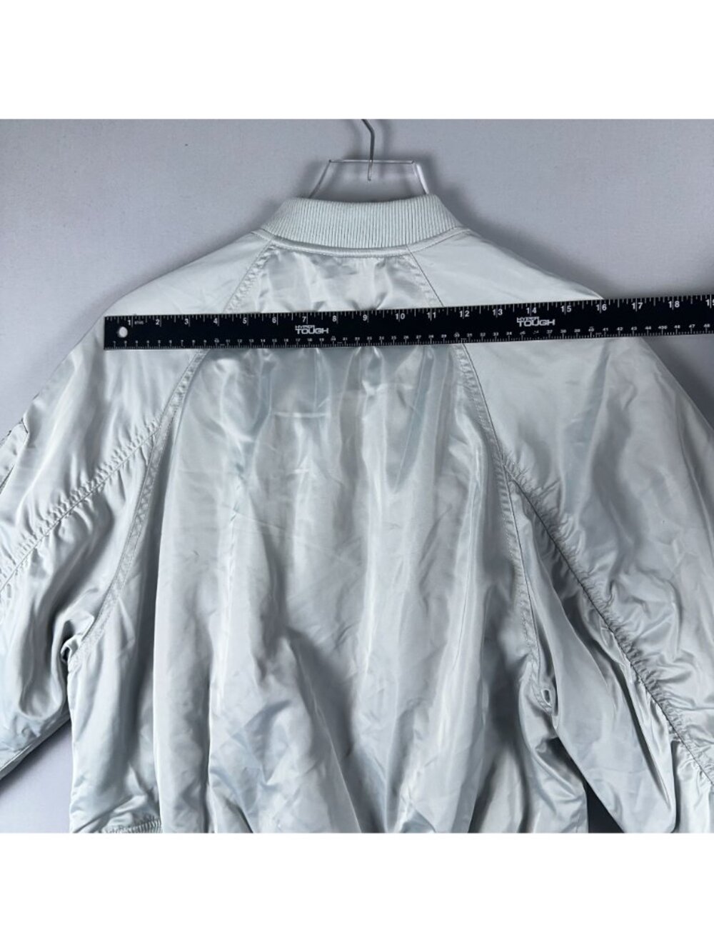 Zara Bomber Jacket Kids Size 13-14 Silver Zipper Utility Pocket Left Sleeve - Picture 8 of 11